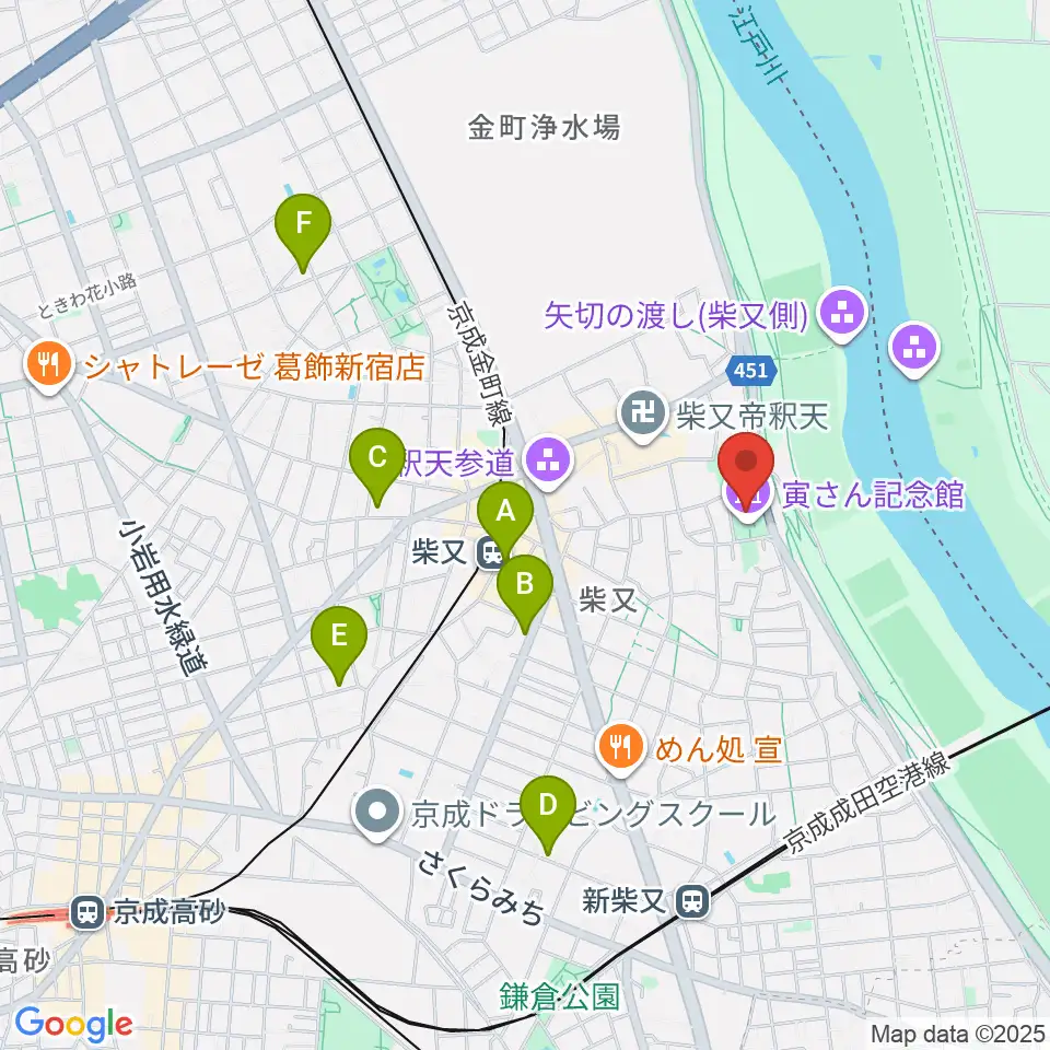 葛飾柴又寅さん記念館周辺のホテル一覧地図