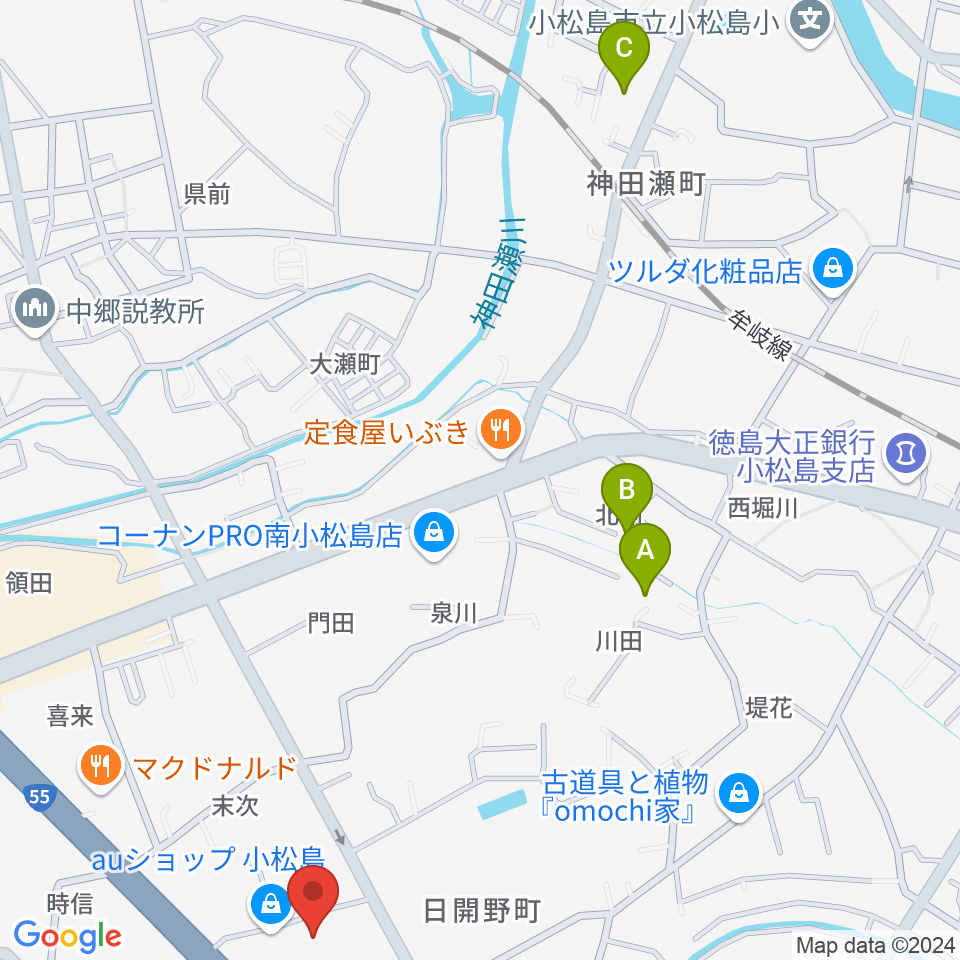 平惣ゲオ小松島店周辺のホテル一覧地図