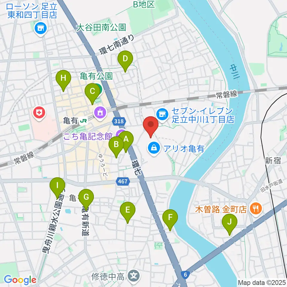 タワーレコード アリオ亀有店周辺のホテル一覧地図