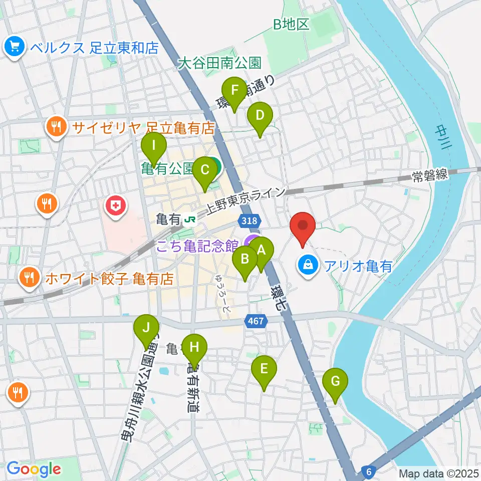 タワーレコード アリオ亀有店周辺のホテル一覧地図