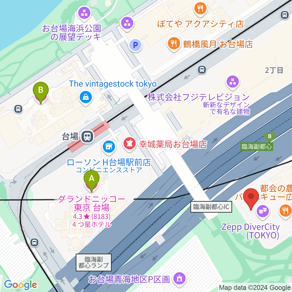 TOWERminiダイバーシティ東京 プラザ店周辺のホテル一覧地図