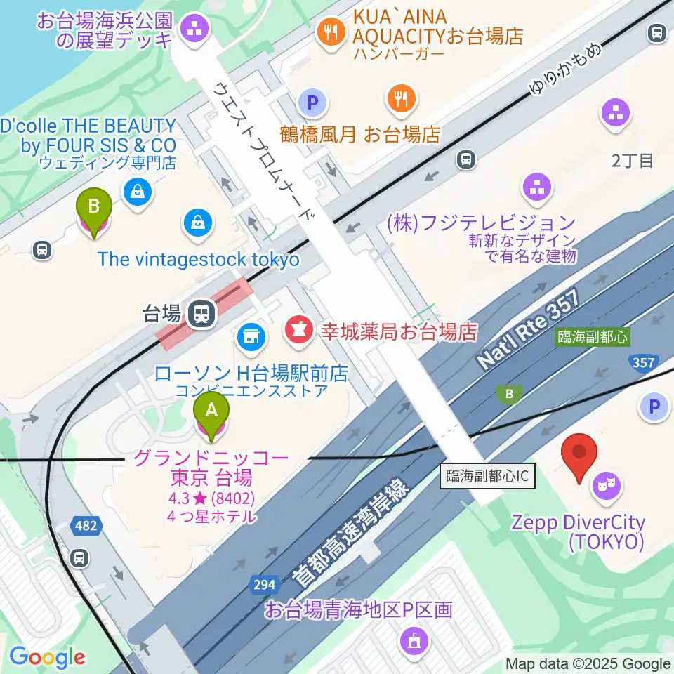 TOWERminiダイバーシティ東京 プラザ店周辺のホテル一覧地図