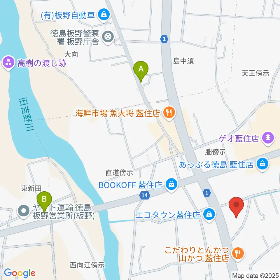ビデオ100 徳島藍住店周辺のホテル一覧地図