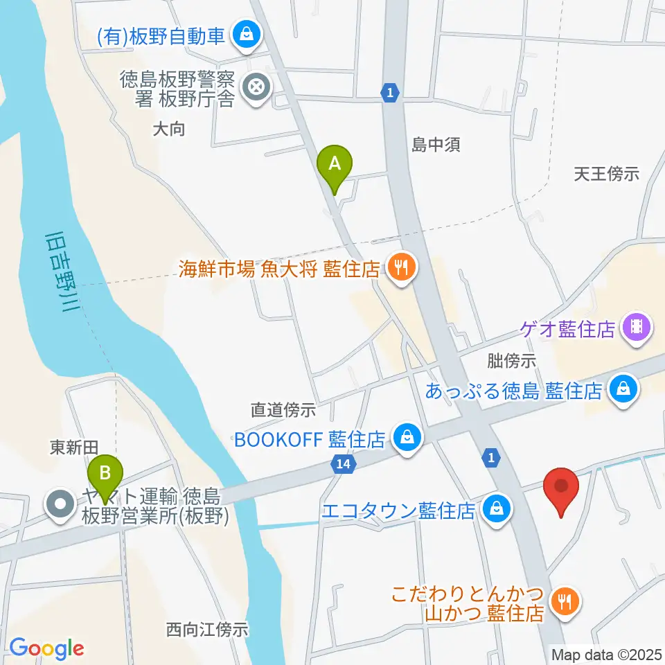 ビデオ100 徳島藍住店周辺のホテル一覧地図
