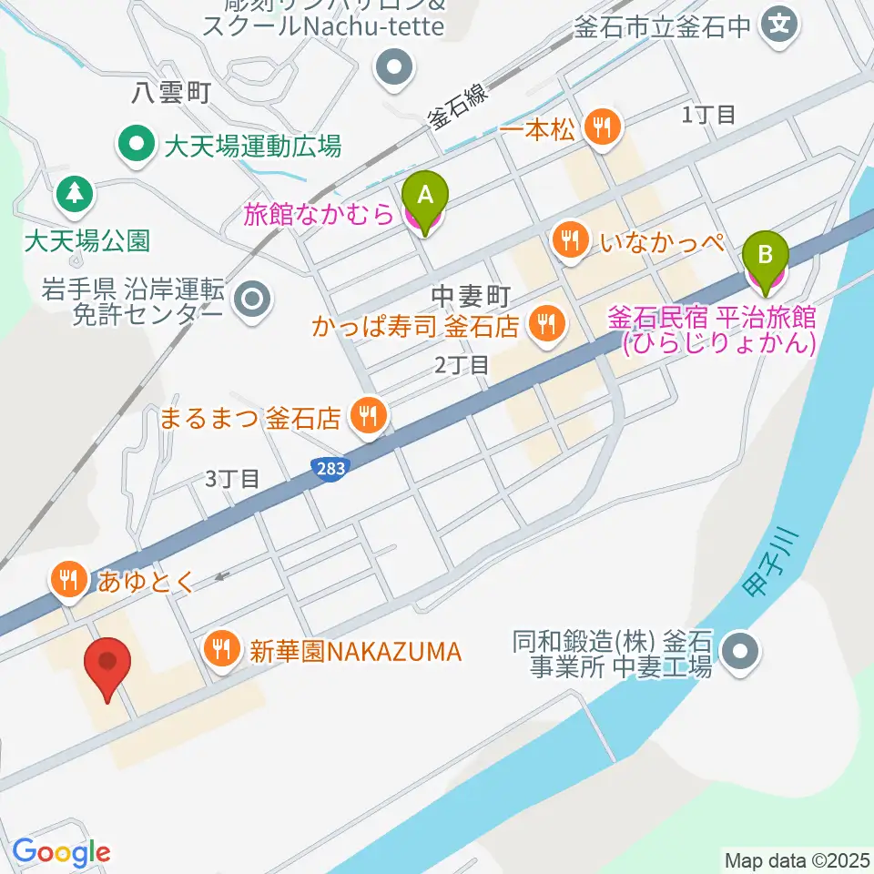 ゲオ釜石店周辺のホテル一覧地図