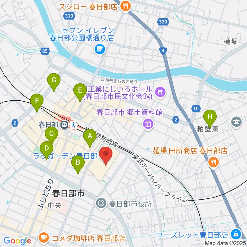 昭和楽器 ユニスタイル春日部周辺のホテル一覧地図