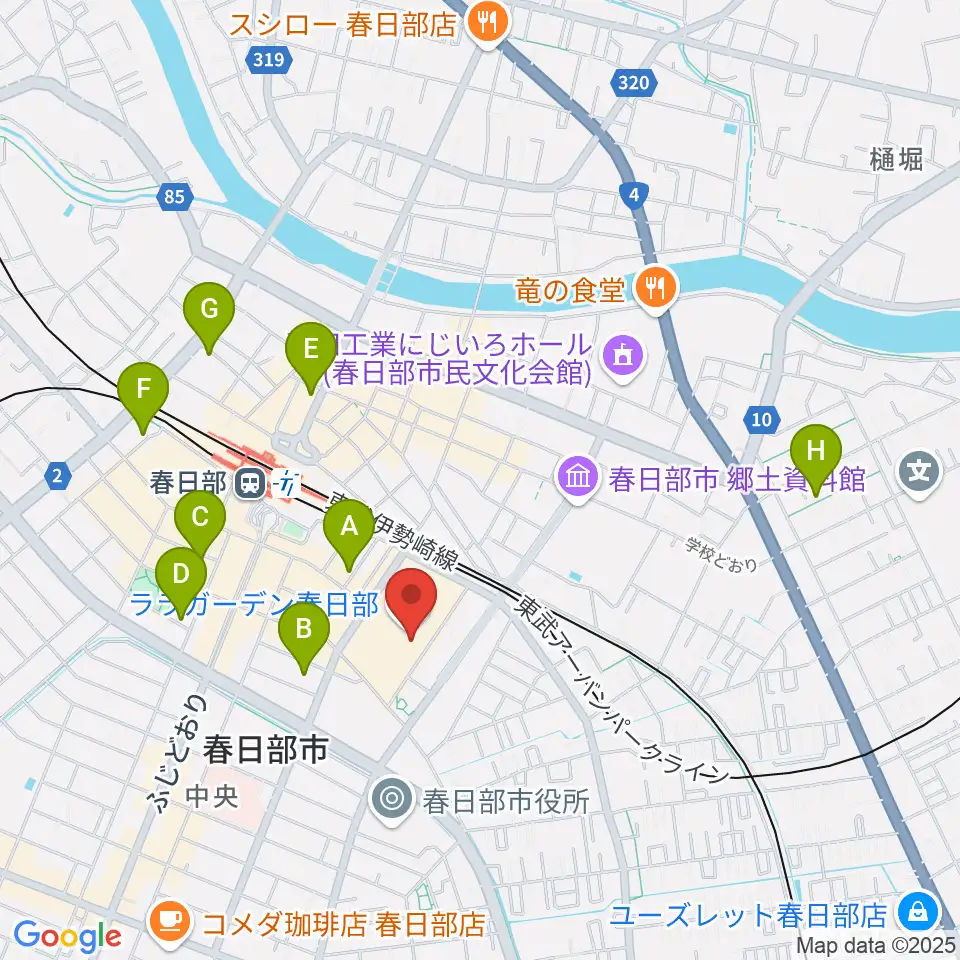 昭和楽器 ユニスタイル春日部周辺のホテル一覧地図