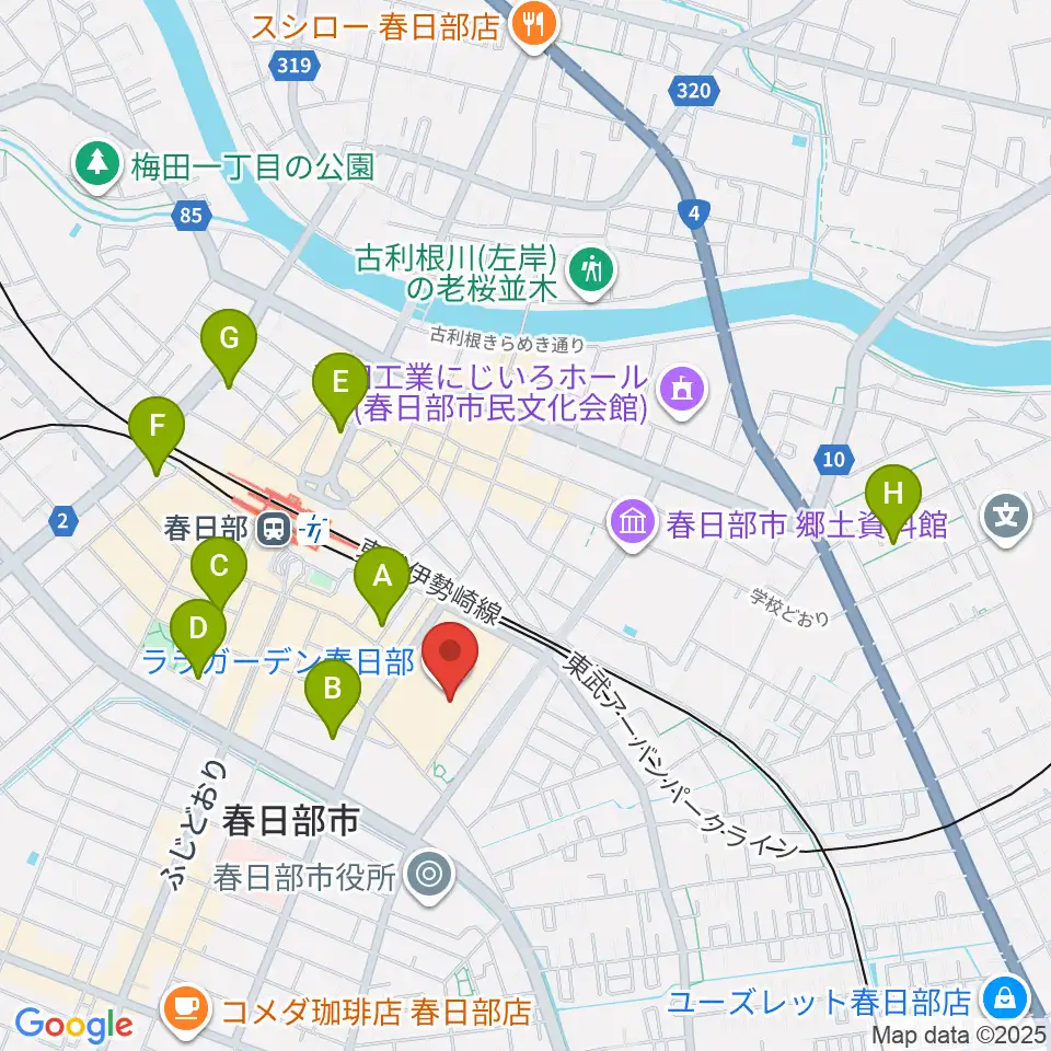 昭和楽器 ユニスタイル春日部周辺のホテル一覧地図