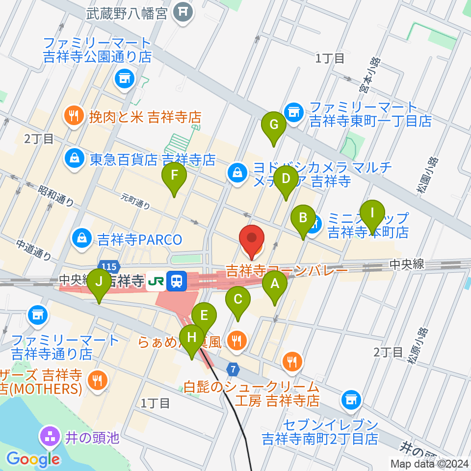 吉祥寺ブラック＆ブルー周辺のホテル一覧地図