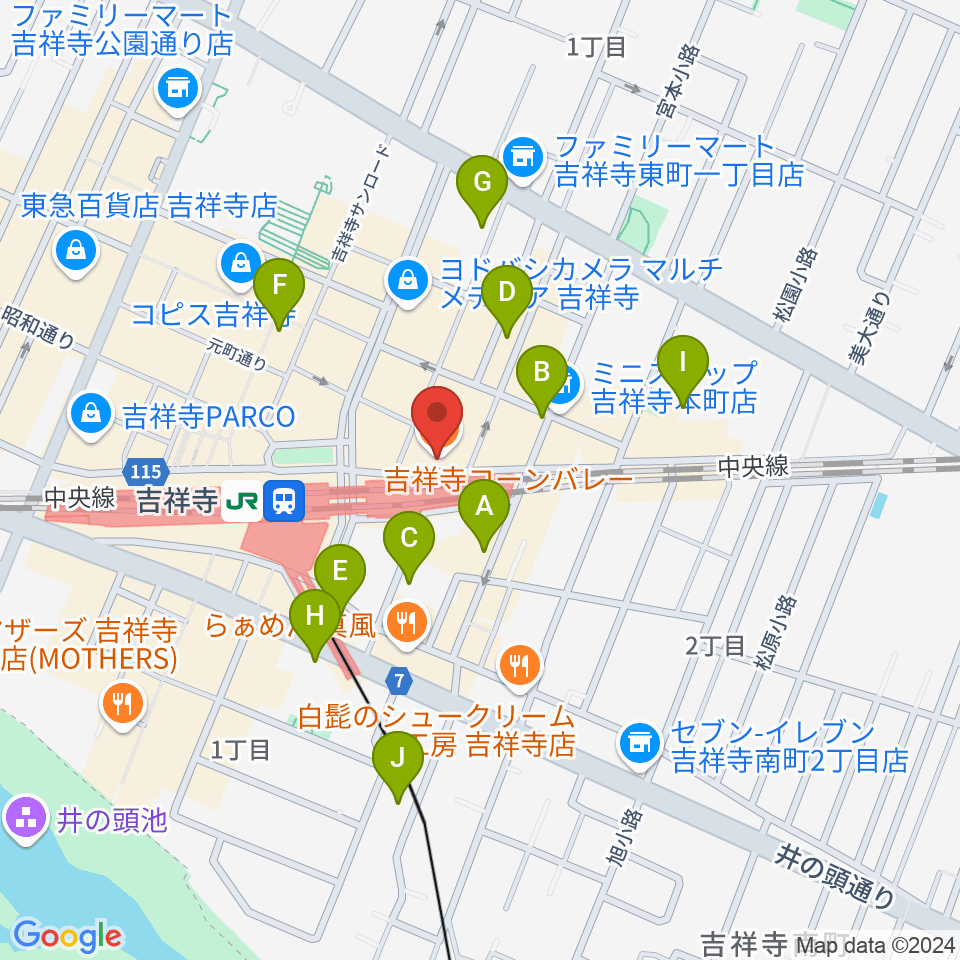 吉祥寺ブラック＆ブルー周辺のホテル一覧地図