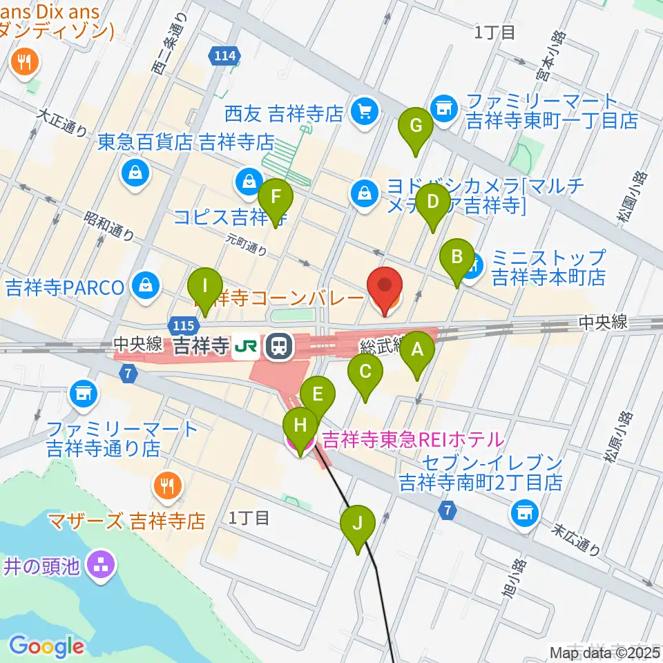 吉祥寺ブラック&ブルー周辺のホテル一覧地図