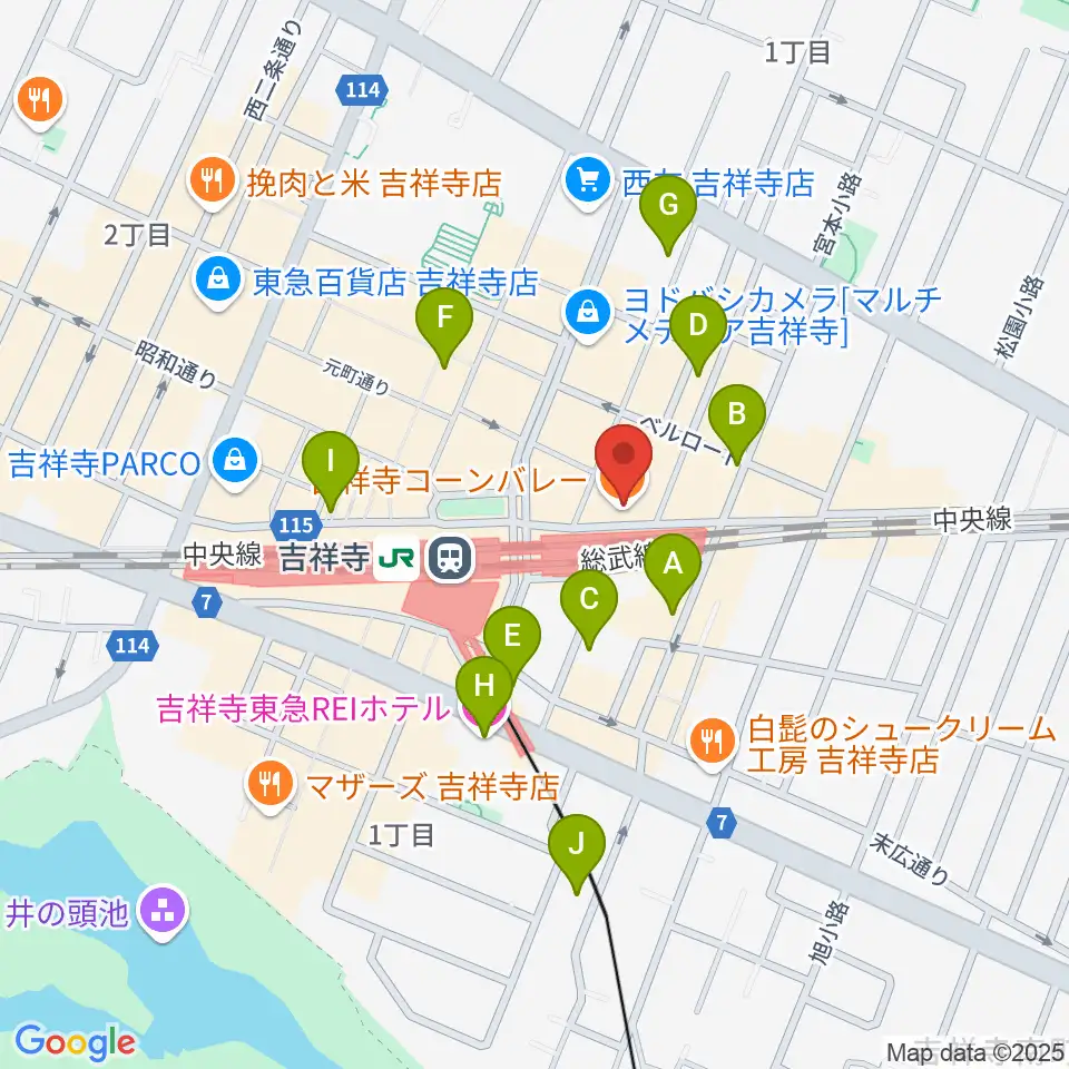 吉祥寺ブラック&ブルー周辺のホテル一覧地図