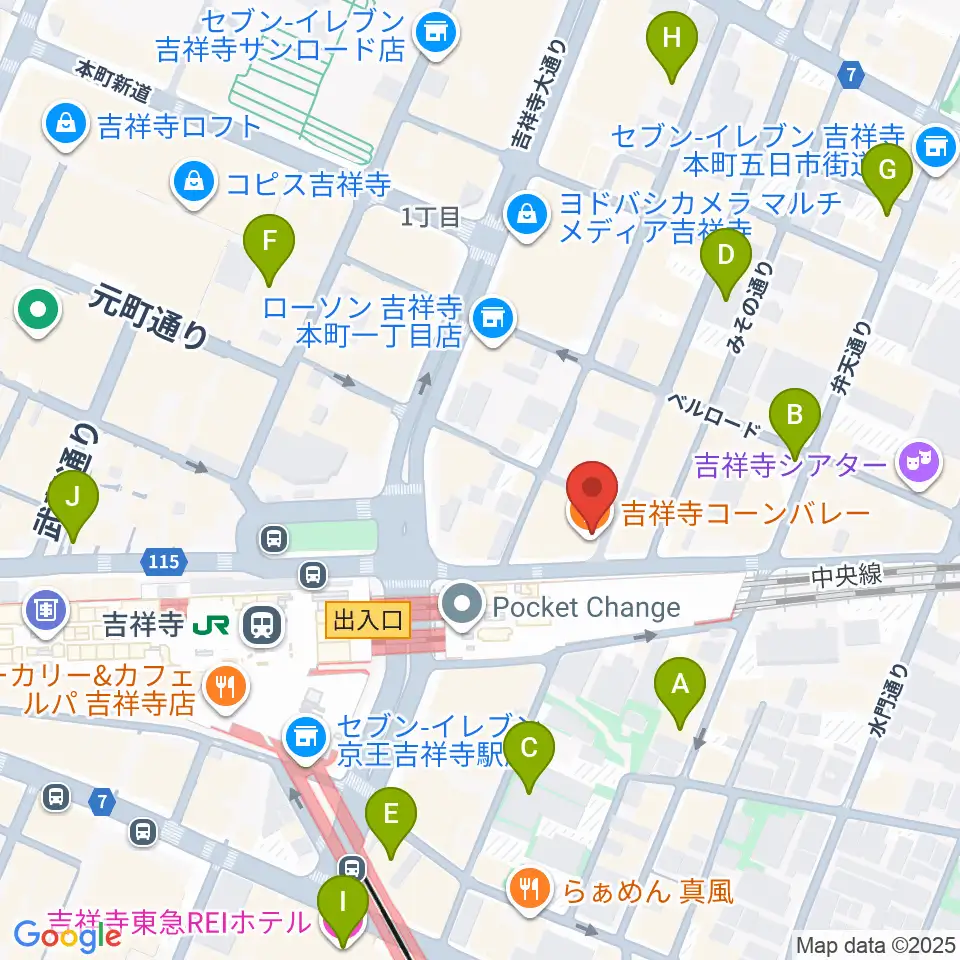 吉祥寺ブラック&ブルー周辺のホテル一覧地図