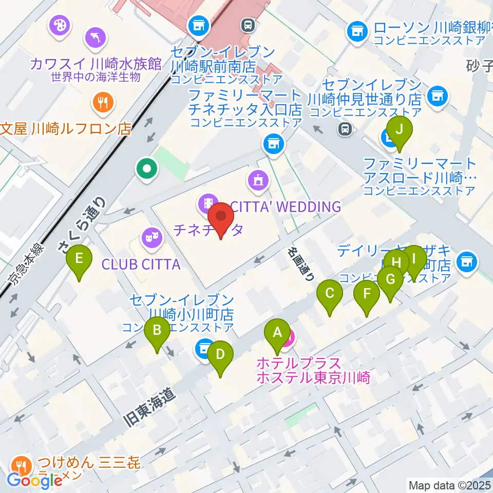 タワーレコード川崎店周辺のホテル一覧地図