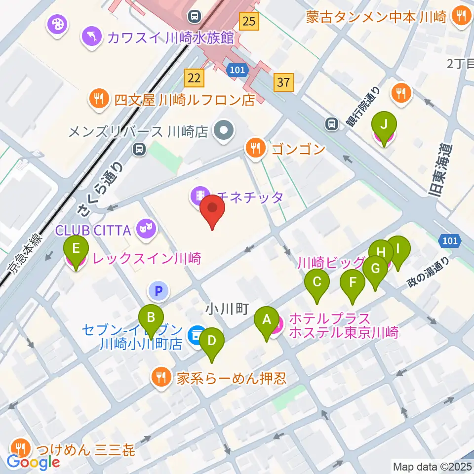タワーレコード川崎店周辺のホテル一覧地図