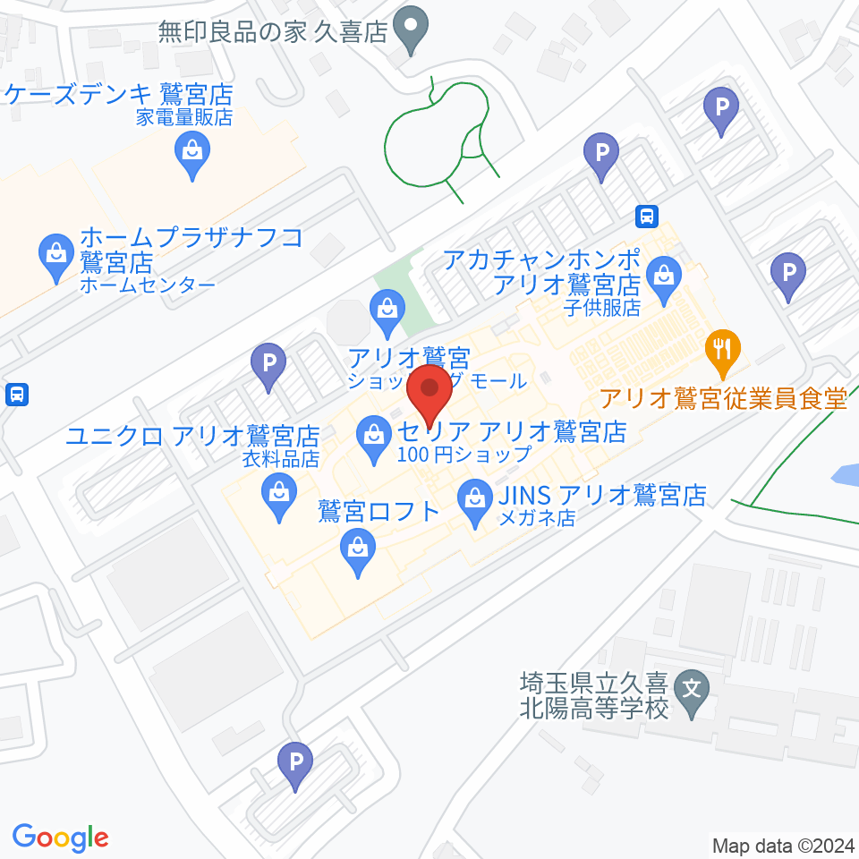 昭和楽器アリオ鷲宮センター周辺のホテル一覧地図