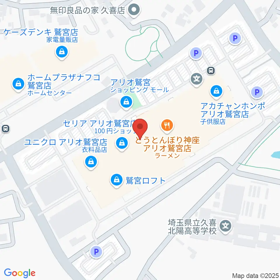 昭和楽器アリオ鷲宮センター周辺のホテル一覧地図