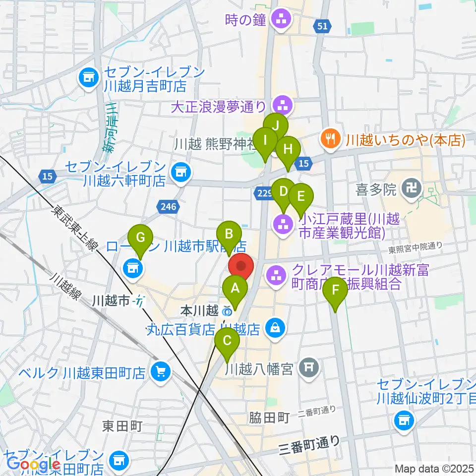 昭和楽器 本川越ぺぺセンター周辺のホテル一覧地図