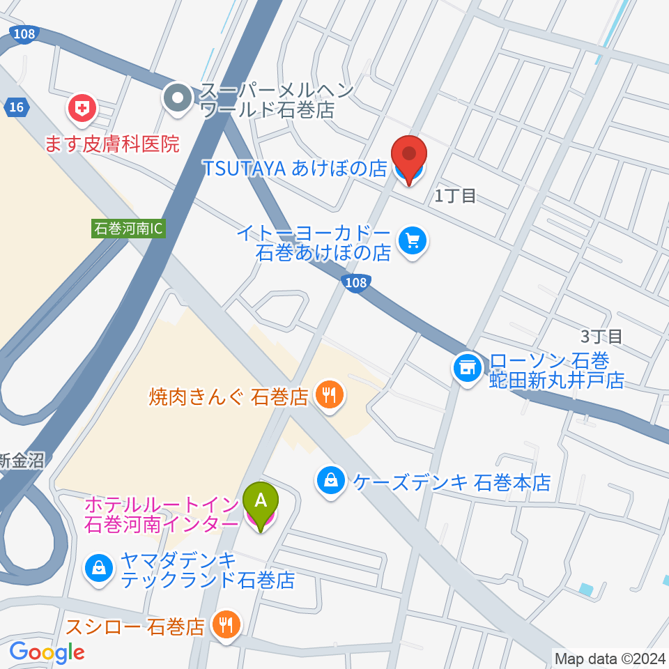 TSUTAYA あけぼの店周辺のホテル一覧地図