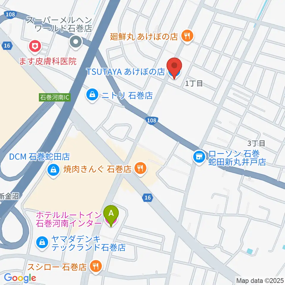 TSUTAYA あけぼの店周辺のホテル一覧地図