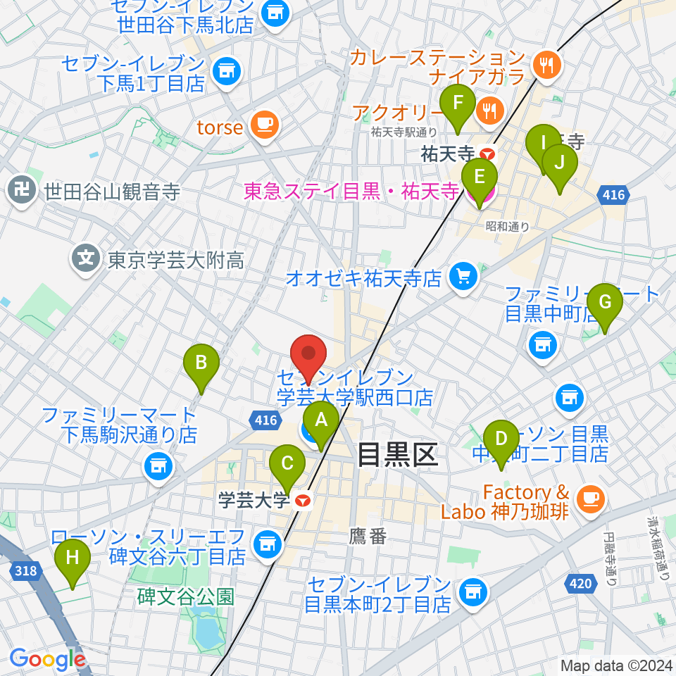 学芸大学メイプルハウス周辺のホテル一覧地図