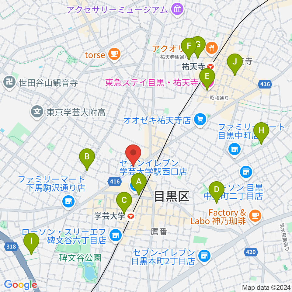 学芸大学メイプルハウス周辺のホテル一覧地図