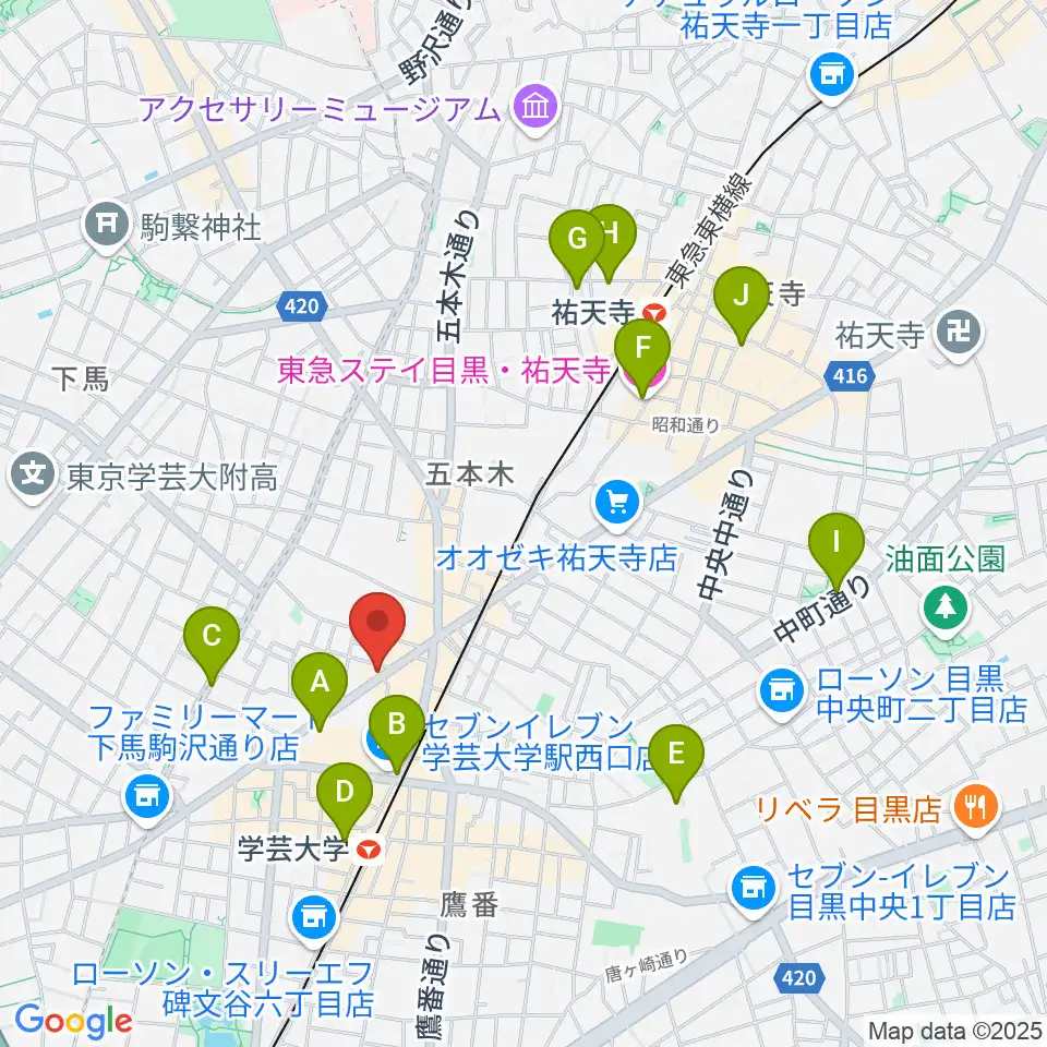 学芸大学メイプルハウス周辺のホテル一覧地図
