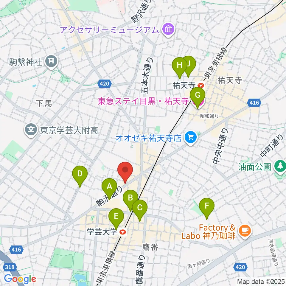 学芸大学メイプルハウス周辺のホテル一覧地図