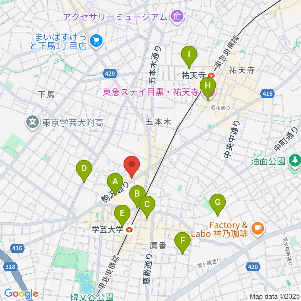 学芸大学メイプルハウス周辺のホテル一覧地図
