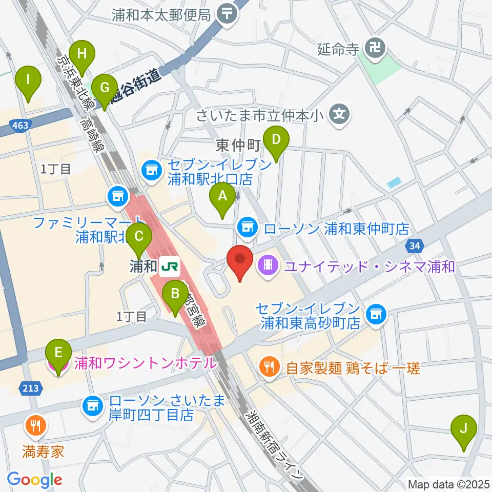 タワーレコード 浦和店周辺のホテル一覧地図