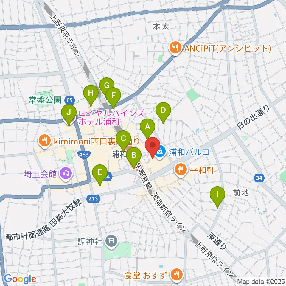 タワーレコード 浦和店周辺のホテル一覧地図