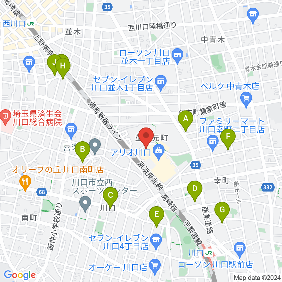 タワーレコード アリオ川口店周辺のホテル一覧地図