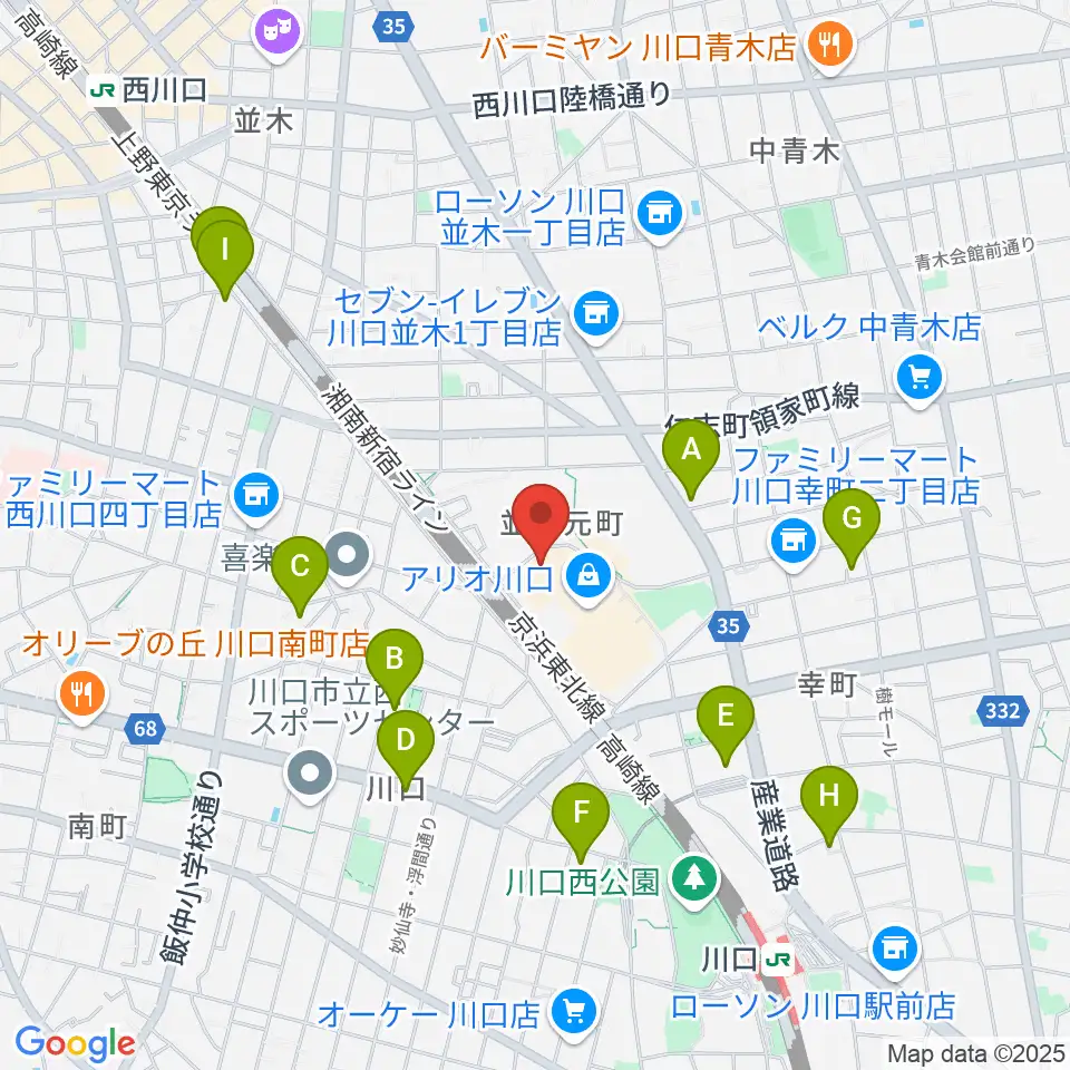 タワーレコード アリオ川口店周辺のホテル一覧地図