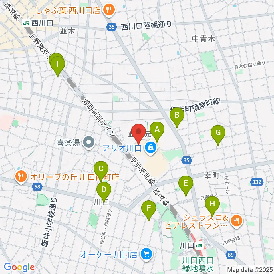 タワーレコード アリオ川口店周辺のホテル一覧地図