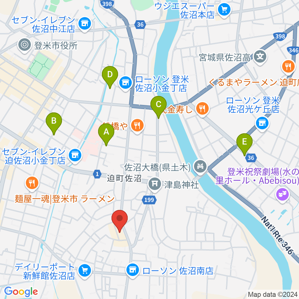 TSUTAYA 佐沼店周辺のホテル一覧地図