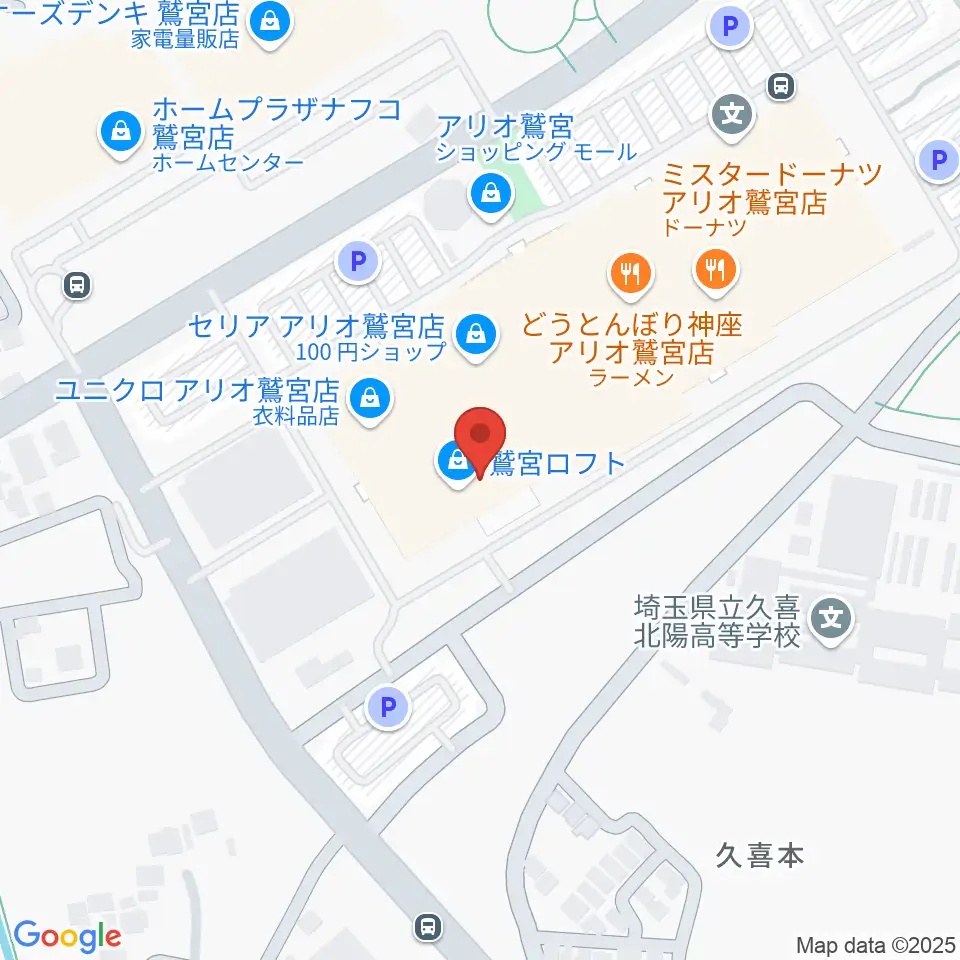 タワーレコード アリオ鷲宮店周辺のホテル一覧地図