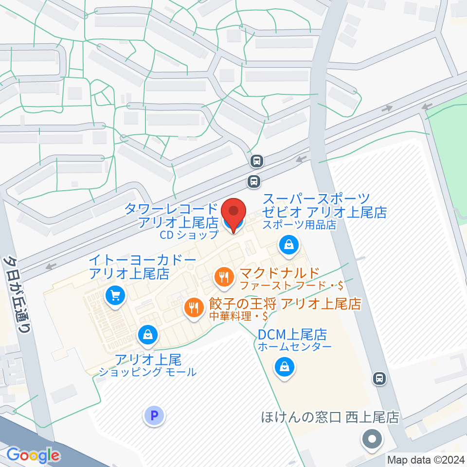 タワーレコード アリオ上尾店周辺のホテル一覧地図