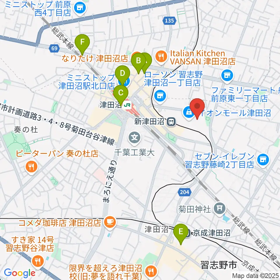 タワーレコード 津田沼店周辺のホテル一覧地図