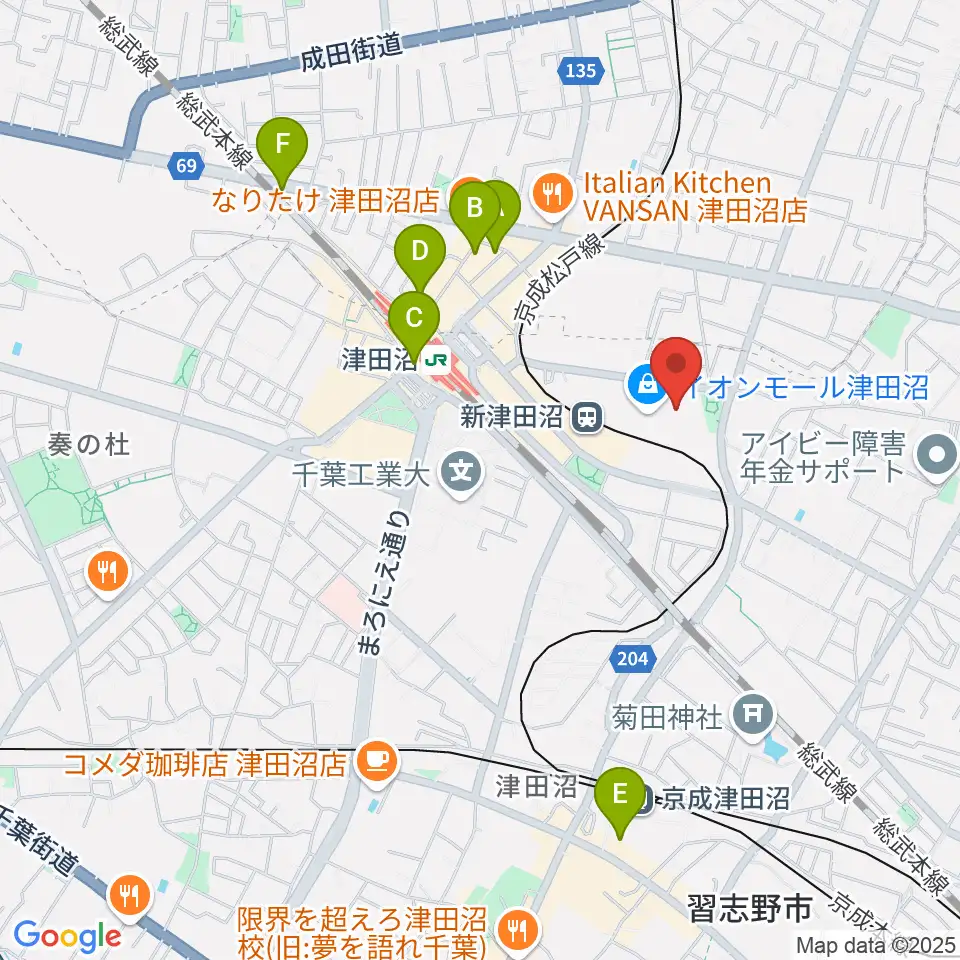 タワーレコード 津田沼店周辺のホテル一覧地図
