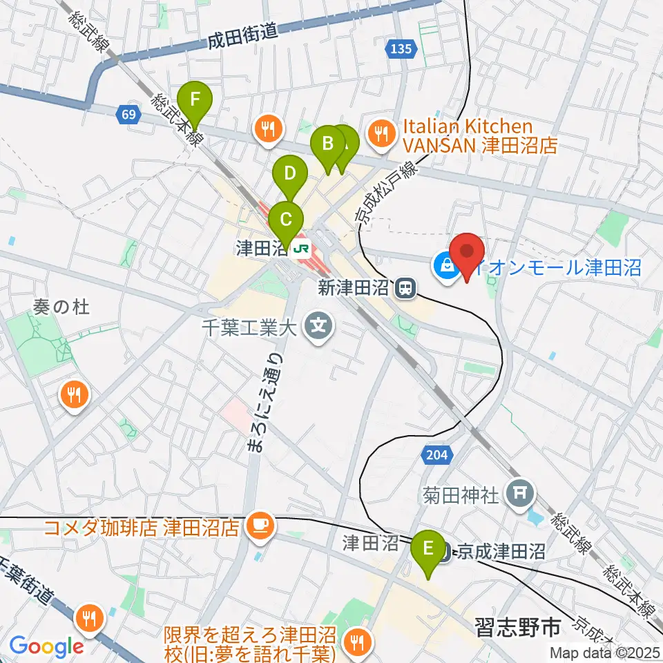タワーレコード 津田沼店周辺のホテル一覧地図