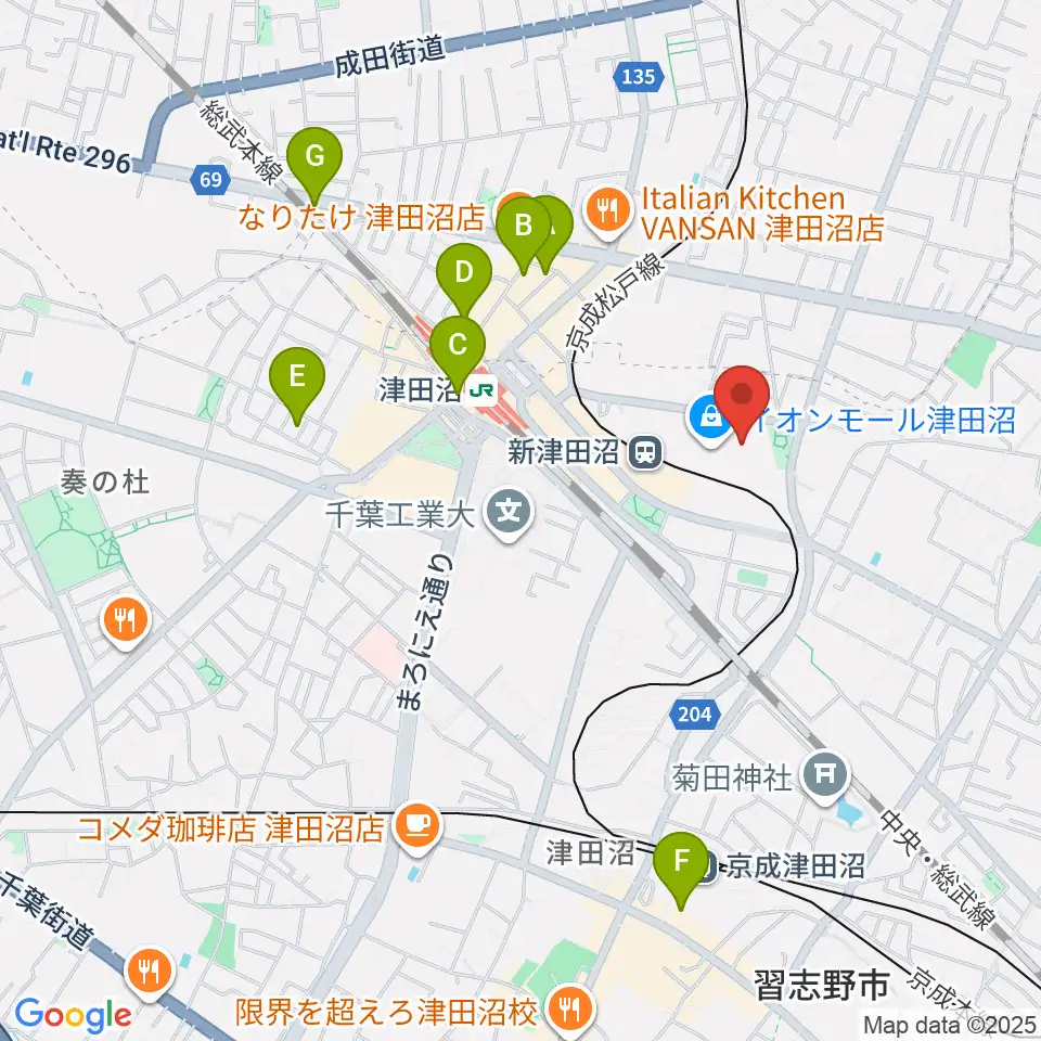 タワーレコード 津田沼店周辺のホテル一覧地図