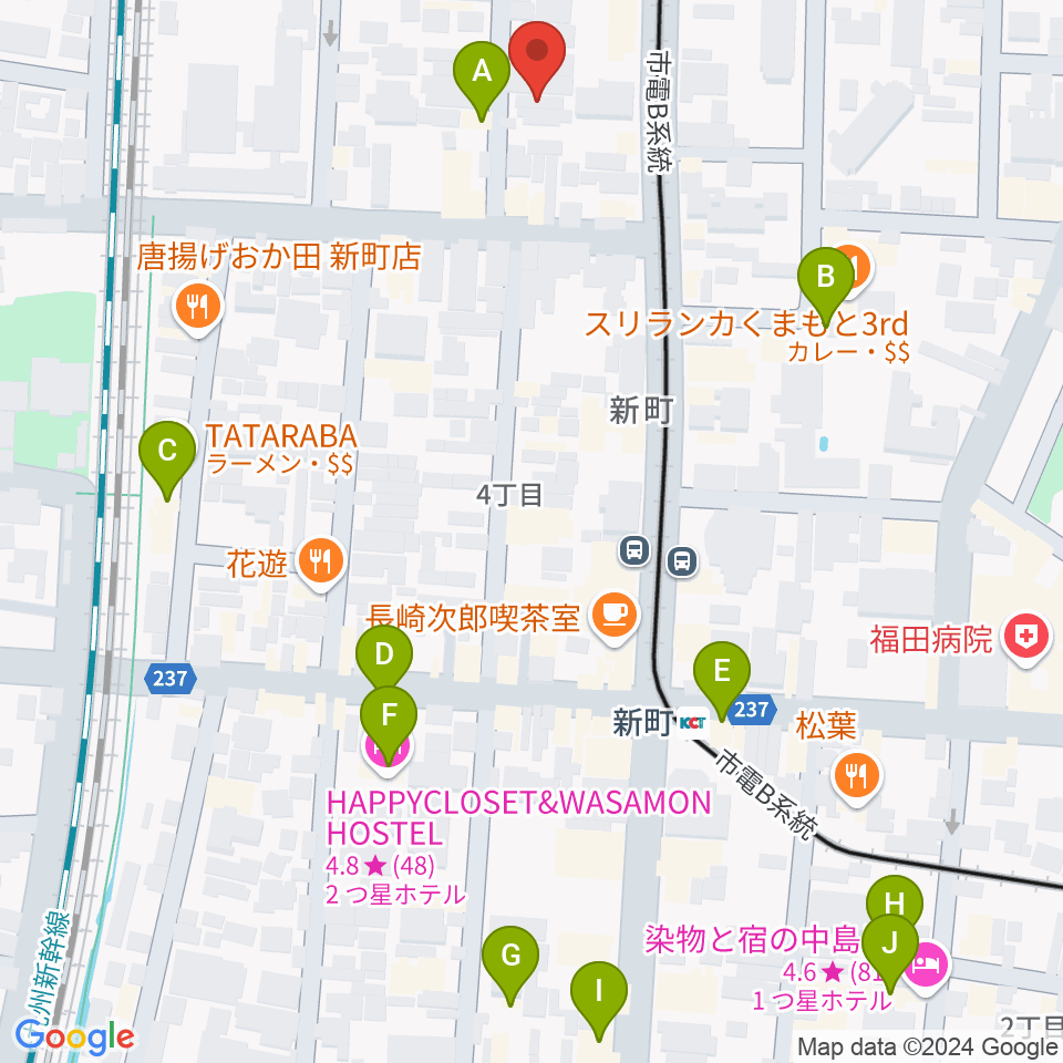 劉福君 九州二胡教室周辺のホテル一覧地図