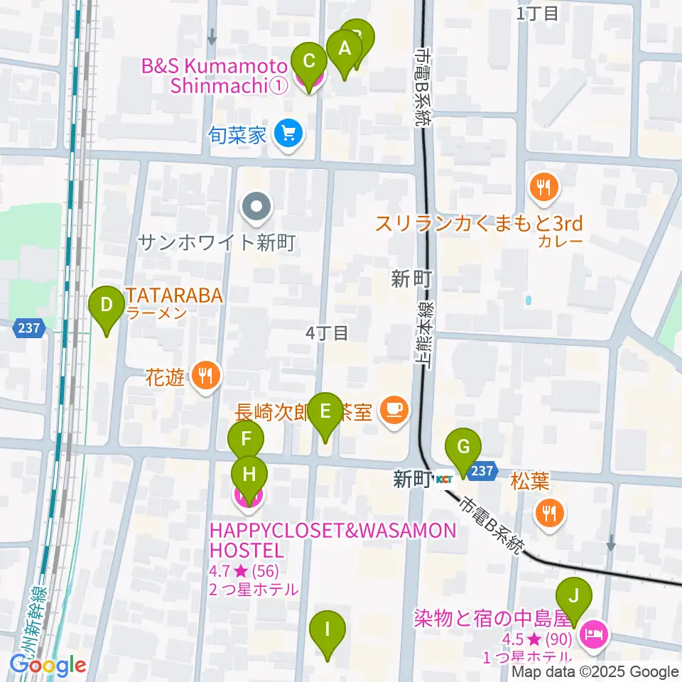 劉福君 九州二胡教室周辺のホテル一覧地図