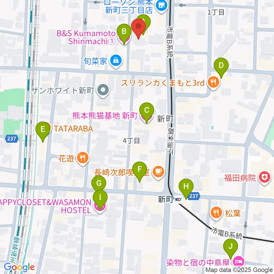 劉福君 九州二胡教室周辺のホテル一覧地図