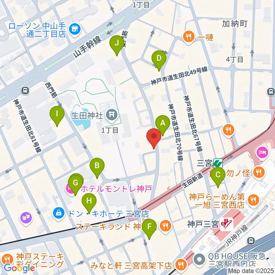 クラブ月世界周辺のホテル一覧地図