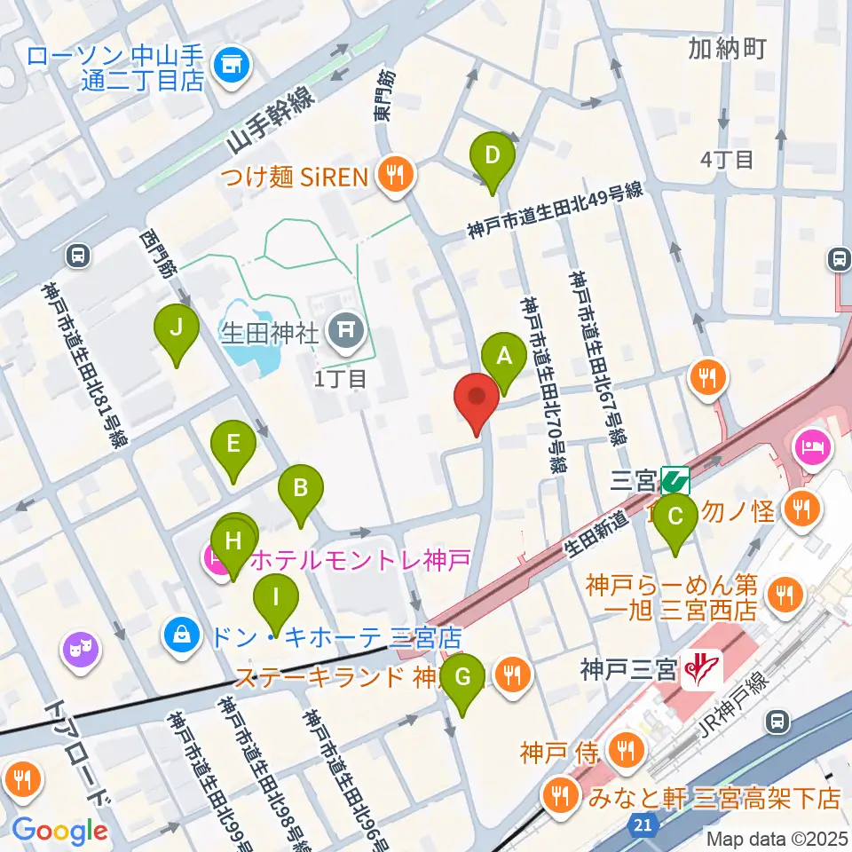 クラブ月世界周辺のホテル一覧地図