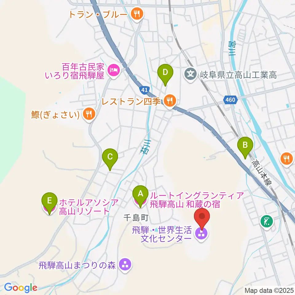 飛騨コンベンションホール周辺のホテル一覧地図
