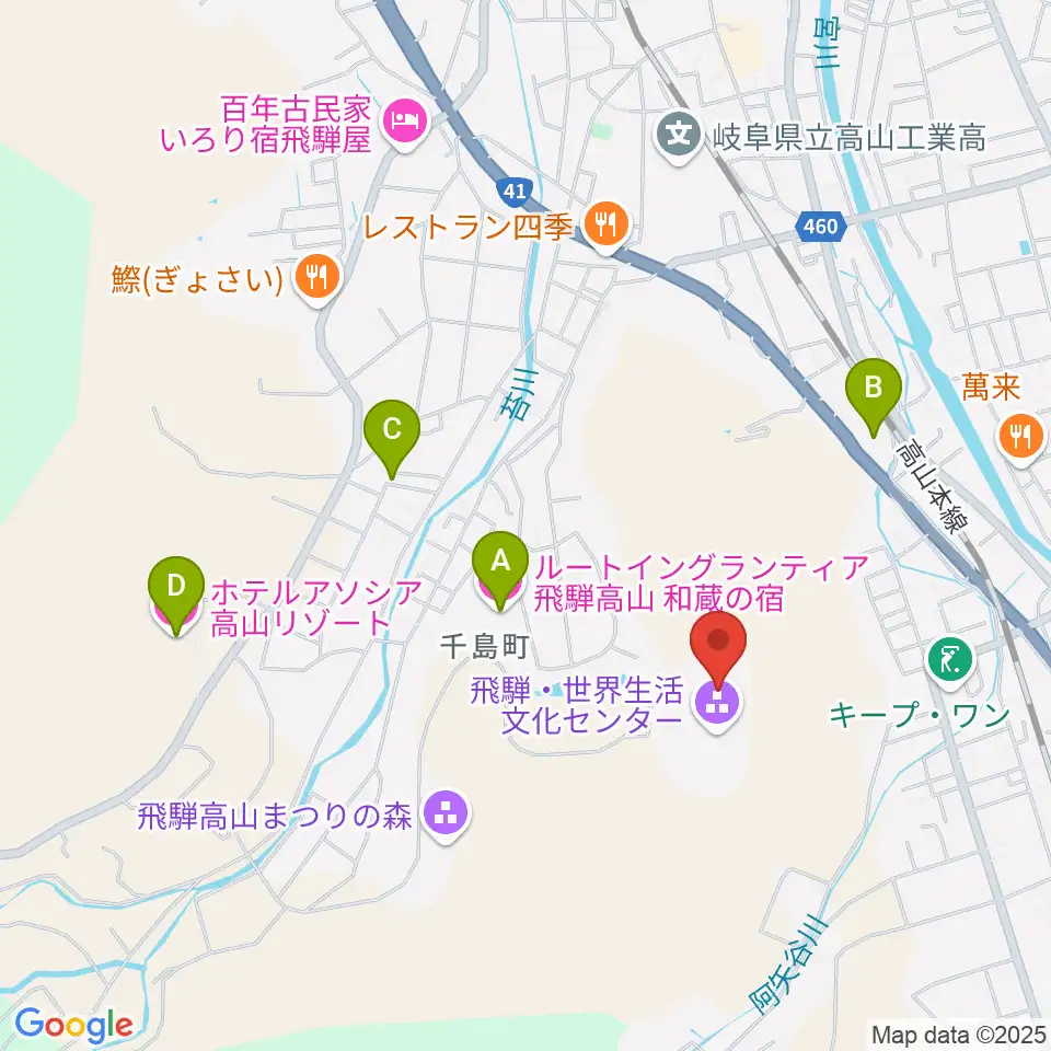 飛騨芸術堂周辺のホテル一覧地図