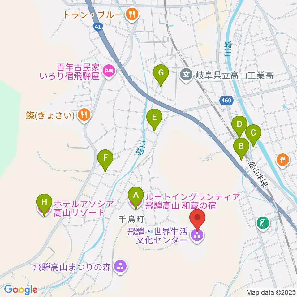 飛騨芸術堂周辺のホテル一覧地図