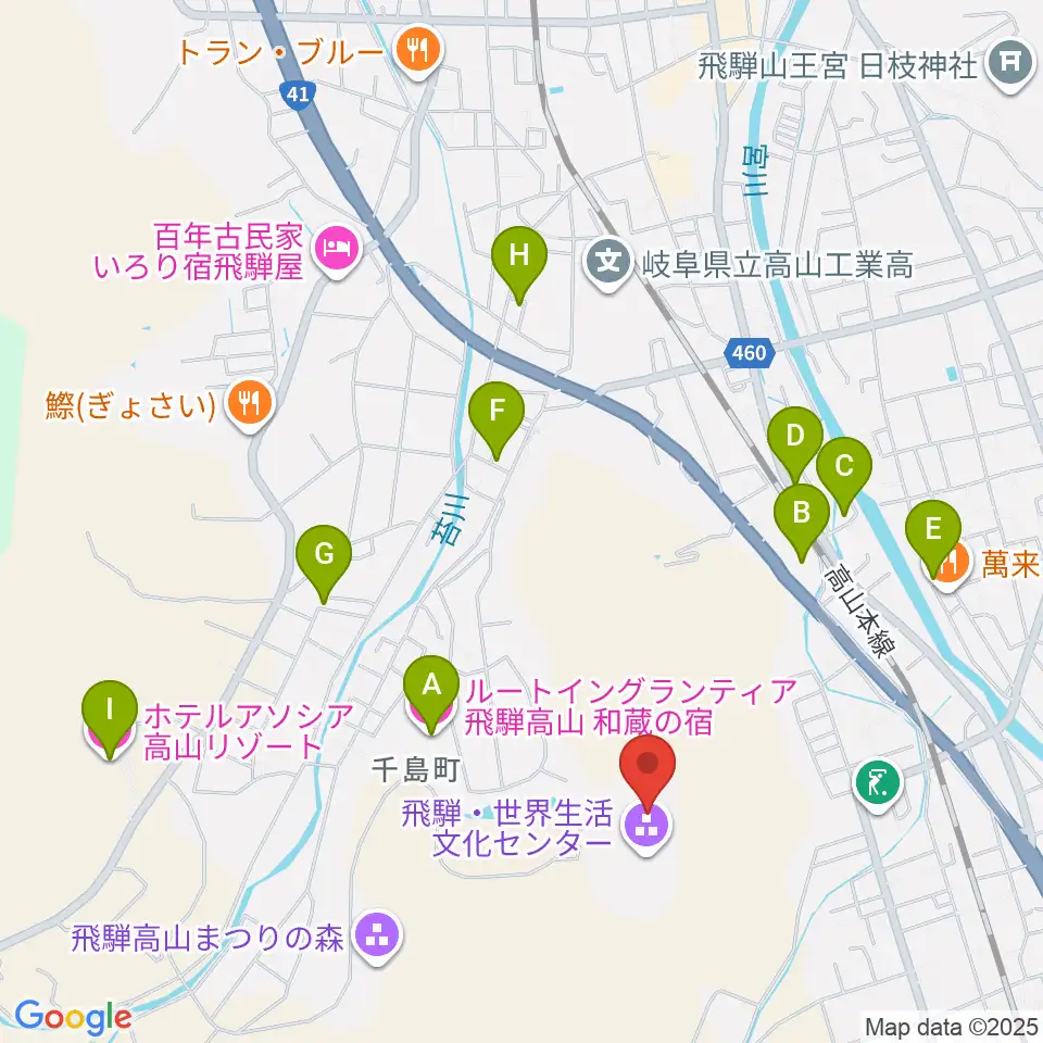 飛騨・世界生活文化センター ミニシアター周辺のホテル一覧地図